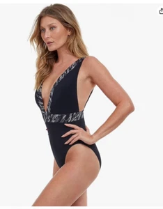 SWIMSUIT, Gottex Black Deep Front - Low Back Size Aust. and UK 14 - US size 12 - Picture 1 of 3