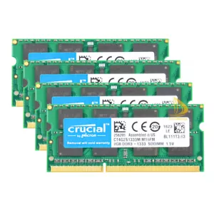 32GB RAM Crucial 4X 8GB 2Rx8 PC3-10600S DDR3 1333 1.5V SODIMM Laptop-Speicher # - Bild 1 von 10