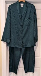 De Colección Ashley Taylor Mujer Pijama Talla 2X Franela Cepillada Satén Pijama Verde Esmeralda - Imagen 1 de 6