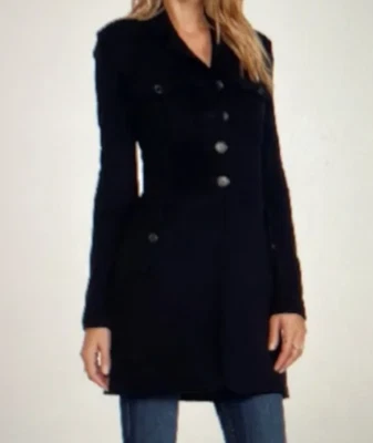 Abrigo Chaqueta James Perse Mujer Militar Largo Medio Polar Botón - Negro - Talla 0 Foto 1 de 4