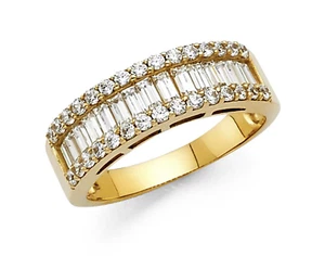 Alianza de boda de oro amarillo macizo de 14k anillo de aniversario baguette - Imagen 1 de 1