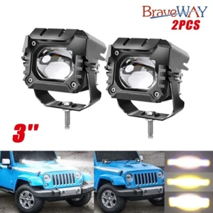 3inch Flush Mount LED Work Light Bar Driving Fog Pods Offroad Truck White Yellow - Picture 1 of 11