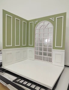 Miniatur-Puppenhauszimmer dreiseitige Wandszene viktorianisches Diorama im Maßstab 1:6 - Bild 1 von 7