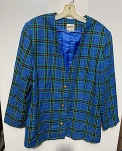 Blazer Country Suburbans Union Label vintage blu giallo acqua nero taglia 18 - Foto 1 di 8