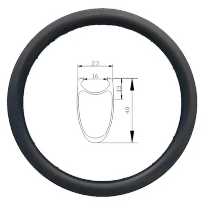 17英寸碳纤维公路自行车轮辋夹23毫米宽40毫米深度 — 第 1/4 张图片