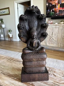 Antique Japanese Japan Buddhist Sculpture Wooden Wood Buddha - Picture 1 of 18