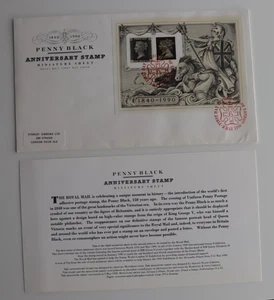 GB Penny Negro Aniversario 1840-1990 Londres Miniatura Hoja MS Sin Dirección Cubierta - Imagen 1 de 3