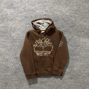 Vintage 90’s YOUTH Boys Size 12-14 Medium M Timberland Brown Y2K Zip-Up Hoodie - Picture 1 of 8