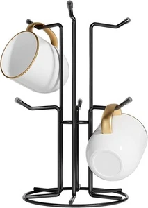 Tassenbaum für große Tassen, Theke Kaffeebecherhalter mit 6 Haken, Metall Kaffee... - Bild 1 von 7
