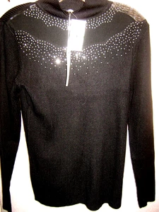 GRIGE NUOVO CON ETICHETTE TOP MODA DONNA nero Lsz 2 file di strass vendita al dettaglio $ 79,00 - Foto 1 di 4