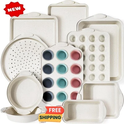 Juego de 22 bandejas antiadherentes para hornear, apilables con asas de silicona - Image 1 of 4