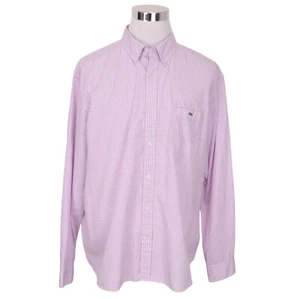 Vineyard Vines Shirt XXL Purple White Check Logo Cotton Blend - Picture 1 of 8