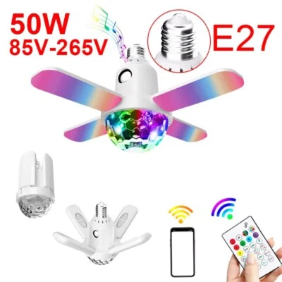 Smart LED Ceiling Light Fan Lamp Bluetooth Remote Music Speaker RGB Color Change