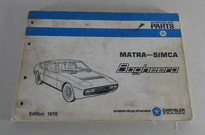 Elenco Parti / Catalogo Parti Simca Matra Bagheera Anno 1975 - Immagine 1 di 4