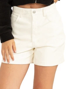 Cream Leather High Waisted Shorts - Picture 1 of 3