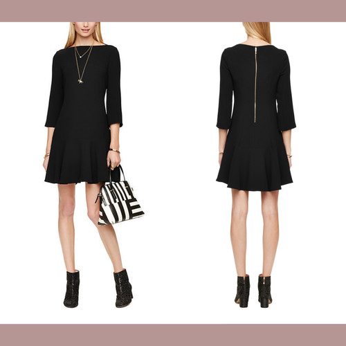 Mini abito nuovo con etichette $348 kate spade new york [2] balza crepe nero #G1015