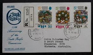 1972 Fiji FDC Anniversary South Pacific Commission ties 3 stamps - Picture 1 of 2