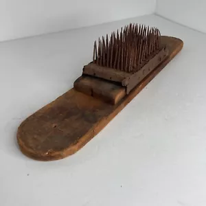 Antique Flax Hetchel Hatchel Hackle Primitive Wool Comb Carder Brush - AAFA - Picture 1 of 21