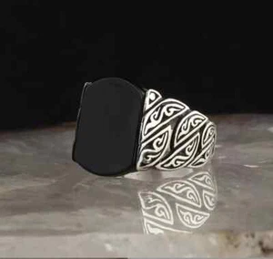 Herren Ring 925 Sterling Silber mit Schwarzem Onyx stein - Bild 1 von 4