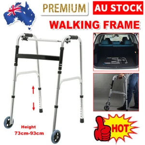 Foldable Walker Lightweight Aluminum Frame Wheels Armrest Mobility Aids Outdoor - Picture 1 of 12