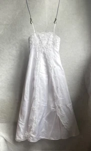 David’s Bridal Mädchen elfenbeinfarbenes Kleid Größe 8 Stil H8475 Blumenmädchen oder Kommunion - Bild 1 von 5