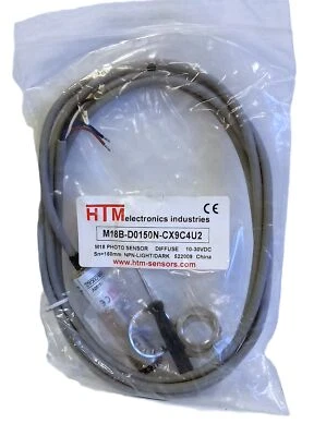 HTM Electronics M18B-D0150N-CX9C4U2 10-30VDC Photoelectric Proximity Sensor - Image 1 of 3