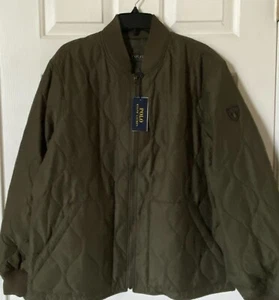 $298 NWT Mens Polo Ralph Lauren Quilted Cotton Blend Utility Bomber Jacket Green - Picture 1 of 4