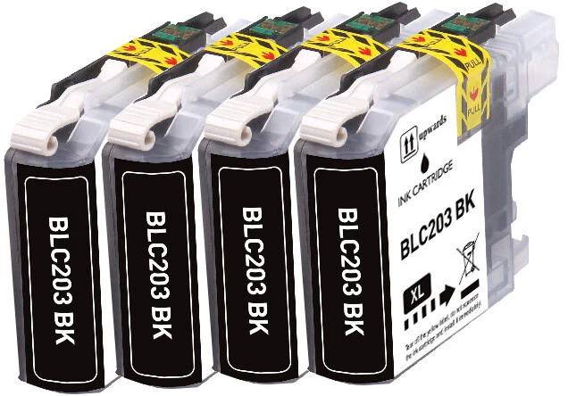4P BLACK Printer Ink +Chip fits Brother LC203 MFC J880DW J5520DW J885DW J485DW - Image 1 of 1