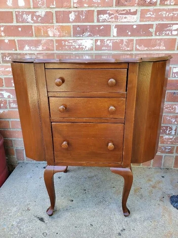 Antique Mahogany Martha Washington Sewing Cabinet Stand SOLID WOOD Cover