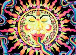 UV BACKDROP Black Light Fluorescent Glow Psychedelic Art Banner Psy Wall Hanging - Picture 1 of 8