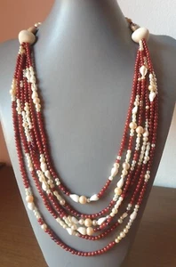 ❤🧡💛💚COLLANA DONNA PIETRE DURE GRANATO, PERLE, CONCHIGLIA, CRISTALLI ❤ - Foto 1 di 11