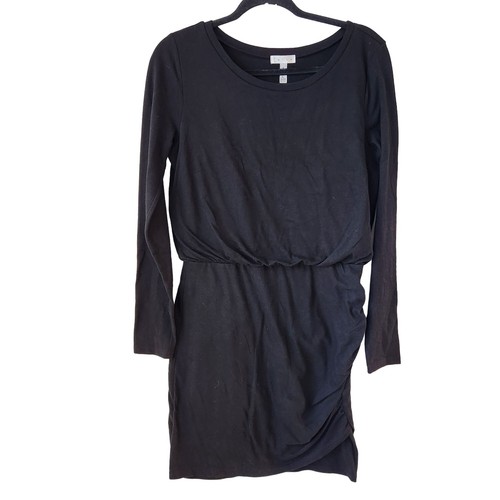 VETEMENTS Leith Blouson Bodycon Ruched Maglia Manica Lunga Nero Abito LBD Donna M