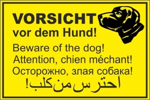 Schild Vorsicht vor dem Hund! mehrsprachig Alu gelb sehr stabil für außen #H2 - Bild 1 von 2