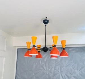 Mid Century, 6 Arms 12 Light Handcrafted Brass Sputnik Beautiful Chandelier Gift - Picture 1 of 10