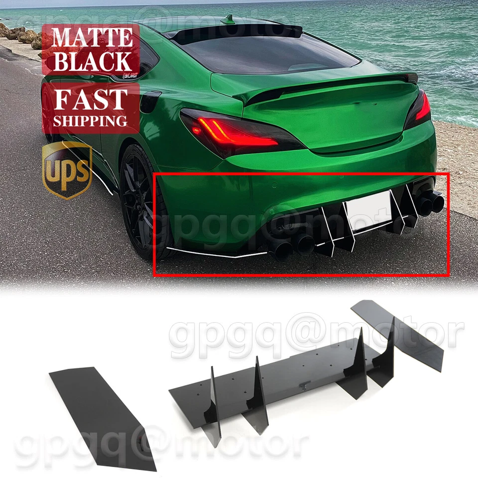 For Hyundai Genesis Coupe 09-16 Gloss Black Rear Bumper Diffuser & Corner Aprons - Image 1 of 4