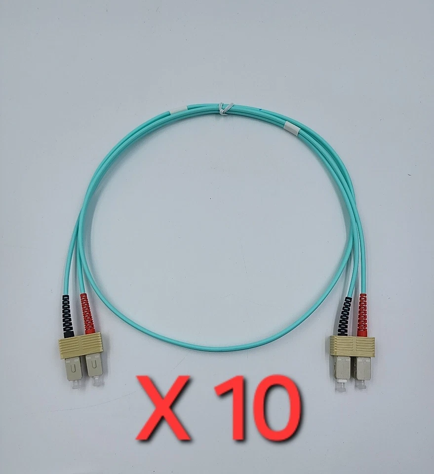 10 X Corning 1M SC to SC UPC Duplex 10G OM3 Multimode Fiber Optic Patch Cable - Image 1 of 4
