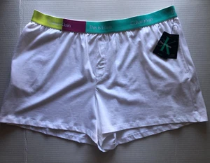 CALVIN KLEIN Pride This Is Love Cotton White Aqua Sleep Shorts Womens XL QS6970 - Picture 1 of 6