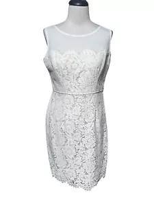 Lulus ärmelloses halbformelles Kleid weiß Spitze Empire-Taille Größe Medium - Bild 1 von 5