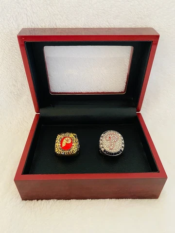 Philadelphia Phillies - World Series 2 Ring Set W BOX, 1980, 2008, 🇺🇸 SHIP Cover