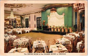 CHICAGO IL - Palmer House Hotel, Empire Room, Hilton Hotel, Illinois Postcard - Picture 1 of 2
