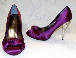 PARIS HILTON Open Toe Pink Purple Rhinestone Stiletto 5" High Heel Shoes Size 9M