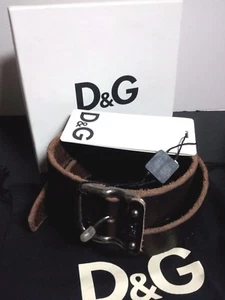 NEU DOLCE&GABBANA D&G Herrengürtel Metall Logo Schnalle braunes Leder 36""-40"" BOX - Bild 1 von 11