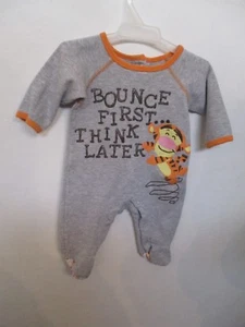 Disney Boy's Size 0-3 Months Tigger "Bounce First Think Later" One-Peice Jumper - Picture 1 of 11