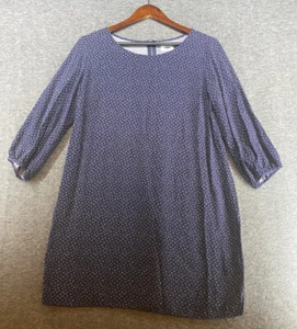 Old Navy Tunic Dress 3/4 Sleeve Blue & White Floral Back Zipper Women’s Large - Picture 1 of 19