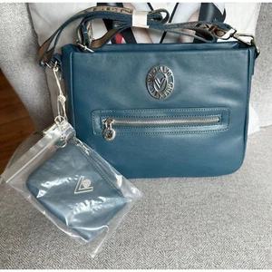 Valentino Orlandi Umhängetasche Geldbörse Geldbörse blau silber Gitarrengurt verstellbar - Bild 1 von 9