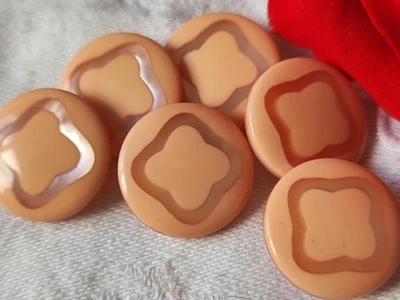 Lot 6 Buttons Vintage Pink Heart Glittering Gold Shank 1,9 CM Reference 4980 - Image 1 of 2