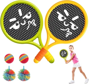 2 Pz Racchetta Da Spiaggia Tennis in Plastica,Racchetta Da Tennis Divertente Con - Foto 1 di 12