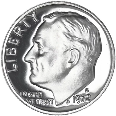 Moneda de diez centavos Roosevelt 1972-S prueba San Francisco cubierta CN *** ¡Envío rápido 🆓️!*** Foto 1 de 4