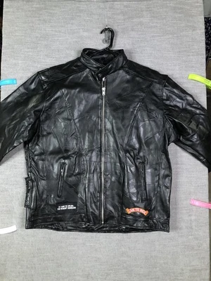 Chaqueta de cuero con placa de diamante para hombre 4XL negra búfalo parches de motocicleta motociclista Foto 1 de 4