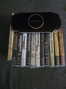 Psp 3000 Black With 64gb Memory Card, Charger, And Bundle Lot Of 12 Games - Picture 1 of 5